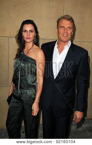 LOS ANGELES - MAY 6:  Dolph Lundgren, Jenny Sanderson at the 