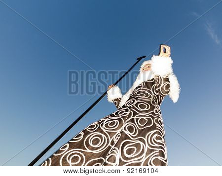 People On Stilts Perform Romeo And Juliet  Wearing Carnival Costumes