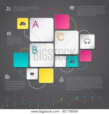 Business Infographic Paper Background Template Design In Geometric Shape With Icons