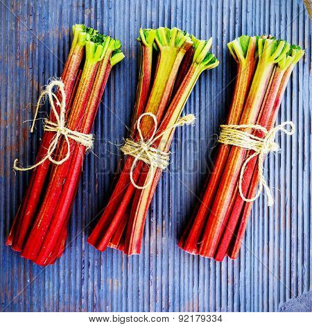 Rhubarb - fresh rhubarb in the kitchen