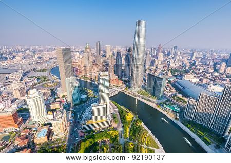 Aerial View Of Tianjin Skyline In The Afternoon