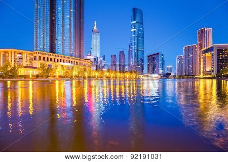 Tianjin Financial District At Night