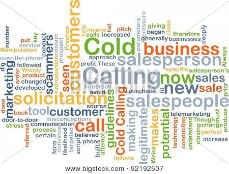 Background concept wordcloud illustration of cold calling
