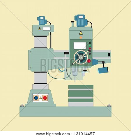 Vector image of boring mill, flat style.