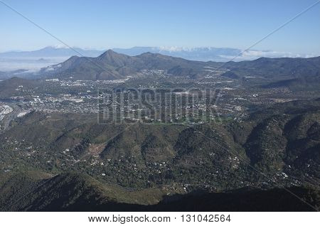 Santiago, capital city of Chile, viewed from Cerro Pochoco.