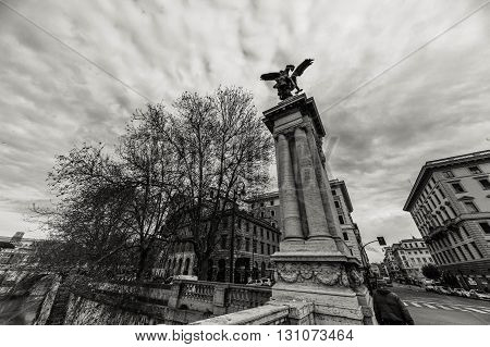 ROME - January 12: Nice view of the river Tiber January 12 2016 in Rome Italy.