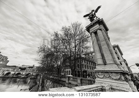 ROME - January 12: Nice view of the river Tiber January 12 2016 in Rome Italy.