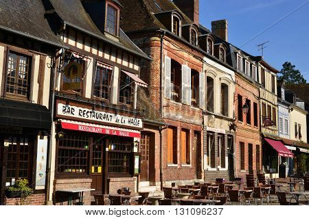 Lyons la Foret France - march 15 2016 : the picturesque village in winter
