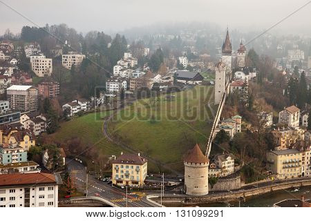 Musegg Wall and Towers in Luzern Switzerland