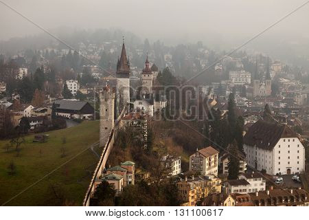 Musegg Wall and Towers in Luzern Switzerland