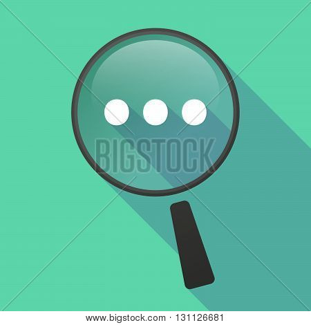 Long Shadow Magnifier Vector Icon With  An Ellipsis Orthographic Sign