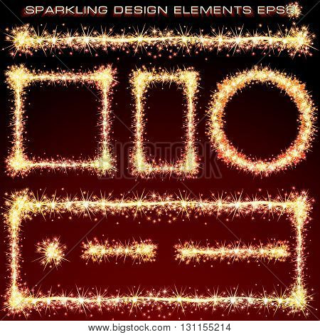 Sparkling Design Elements. Abstract Fireworks Borders. Ready for Your Text and Design.
