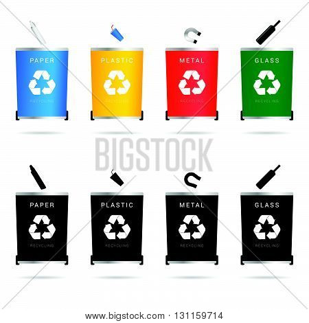 plastic buckets set art illustration in colorful