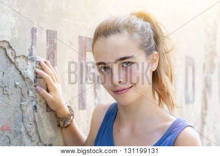 portrait of a beautiful girl in summer