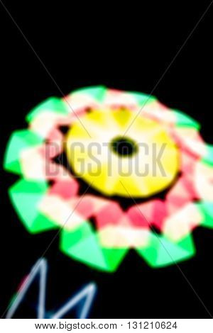 blurred of neon lights decorative in front of Thai temple