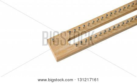 Tool made from wood and nail using for knitting wool scarf