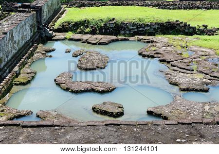 the pond inside ratu boko palace complex