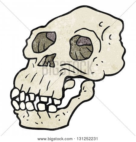 freehand textured cartoon ancient skull