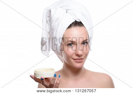 Beautiful Women With Cream In Hand