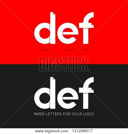 letter D E F logo paper set background 10 eps