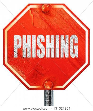 Phising fraud background, 3D rendering, a red stop sign
