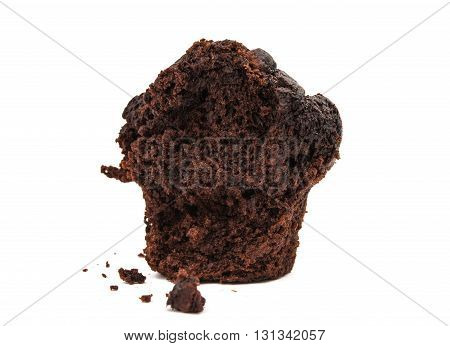 chocolate muffin isolated on white background very sweet