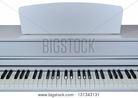 Digital Electric piano musical instrument closeup on white background