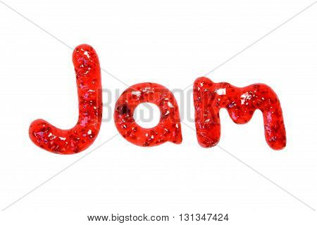 Raspberry jam inscription isolated on white background