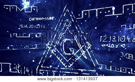 The Free Masonic Grand Lodge Sign And Illuminati Secret Characters In An Abstract Drawing Grungy Des