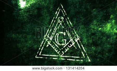 The Free Masonic Grand Lodge Sign And Illuminati Secret Characters In An Abstract Drawing Grungy Des