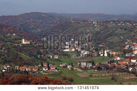 VUGROVEC, CROATIA - NOVEMBER 07: Village Vugrovec in the picturesque hilly region of north western Croatia on November 07, 2007