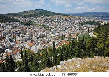 Panoramic view of Lamia City, Central Greece