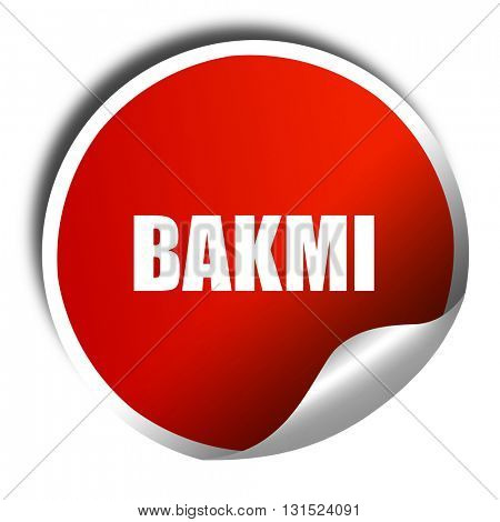 bakmi, 3D rendering, a red shiny sticker