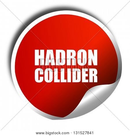 hadron collider, 3D rendering, a red shiny sticker