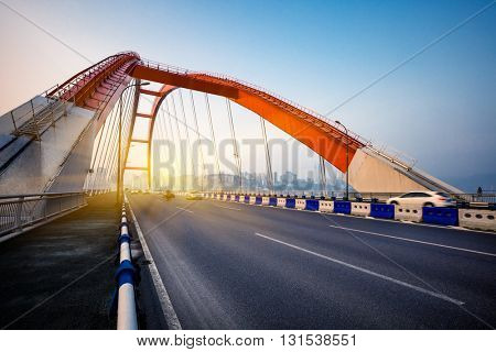 traffic in yangtse river bridge,chongqing china.