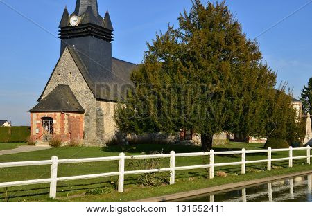 Fleury la Foret France - march 15 2016 : the picturesque church