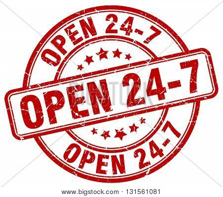 open 24 7 red grunge round vintage rubber stamp.open 24 7 stamp.open 24 7 round stamp.open 24 7 grunge stamp.open 24 7.open 24 7 vintage stamp.