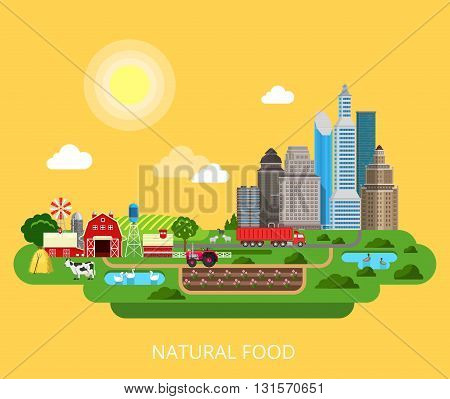Natural Food Farm agriculture products flat isometric vector 3d