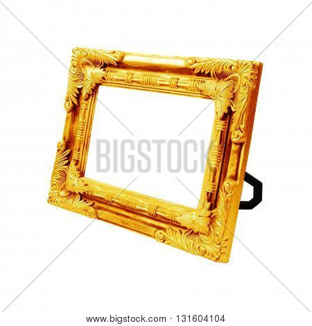 antique golden frame isolated on white background