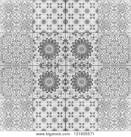 Beautiful old ceramic tiles patterns in the park public.