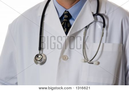 Doktor laboratuvara ceket ve stetoskop ile