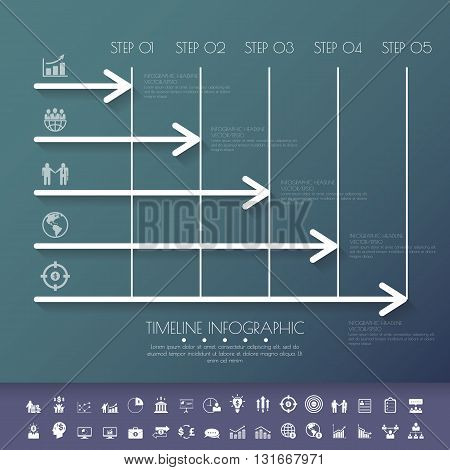 Stepdesign Flat Long Shadow Clean Number Timeline Template/graphic Or Website.vector/illu Stration.