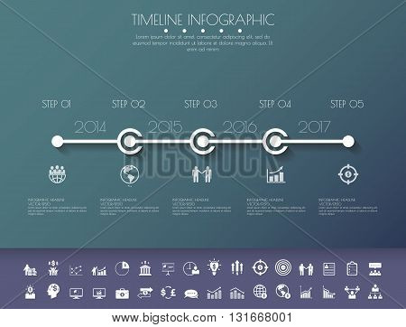 Stepdesign Flat Long Shadow Clean Number Timeline Template/graphic Or Website.vector/illu Stration.