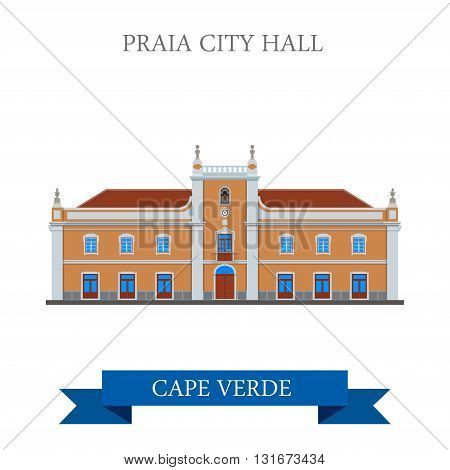 Praia City Hall Cape Verde vector flat Africa attraction