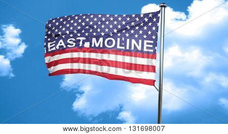 east moline, 3D rendering, city flag with stars and stripes