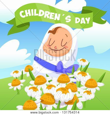Happy Children's Day Illustration. Cute baby. Vector illustration.