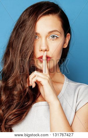 young pretty adorable woman with candy close up like doll makeup