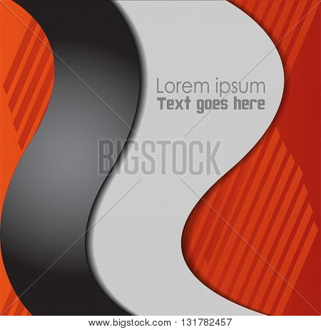 Abstract Orange, black background. Vector clean wave lines elements on Orange, black business background