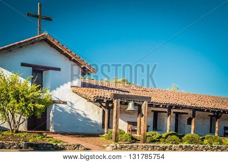 Rustic church and blue sky day sunny