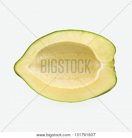 Raw Green Papaya on White Background Shot in Studio